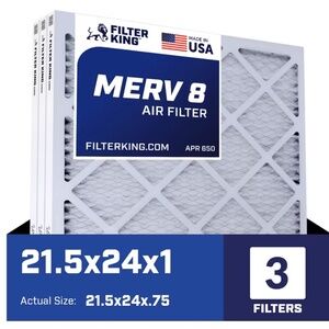 *CLEARANCE* FILTER KING - BRAND NEW 3-PK MERV 8 HVAC Pleated A/C Furnace Filters